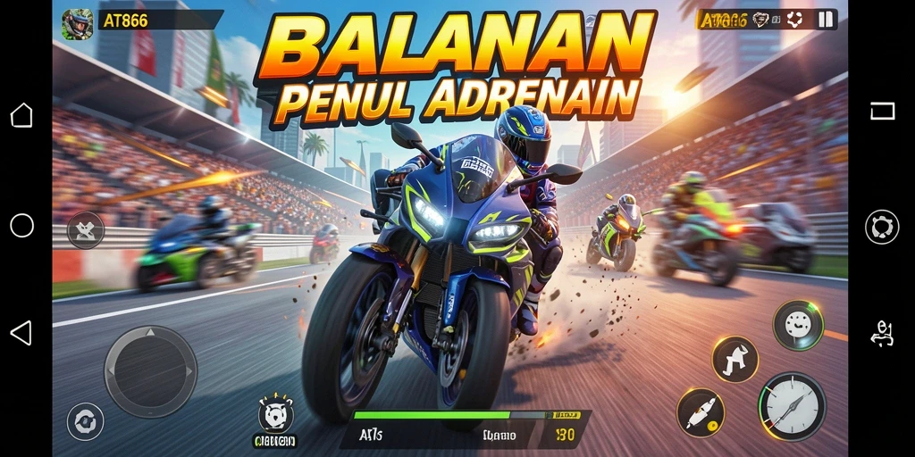 Tampilan seru dari gameplay balap motor di AT866.