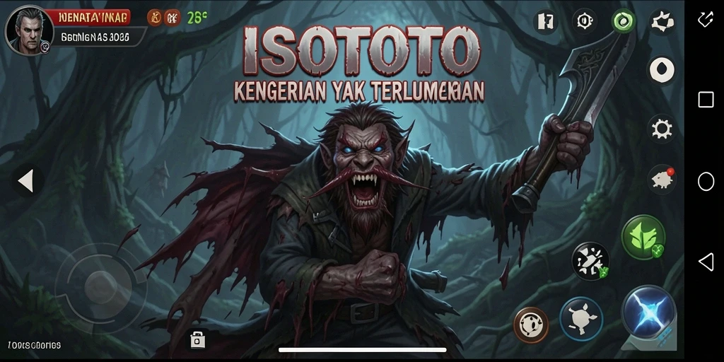 Screenshot gameplay ISOTOTO menampilkan suasana Horror yang mencekam.