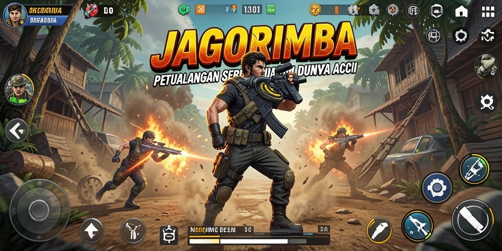 Tampilan mendebarkan dari gameplay JAGORIMBA dengan aksi cepat.