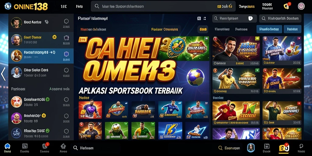Screenshot tampilan utama aplikasi ONINE138 menampilkan opsi taruhan olahraga.