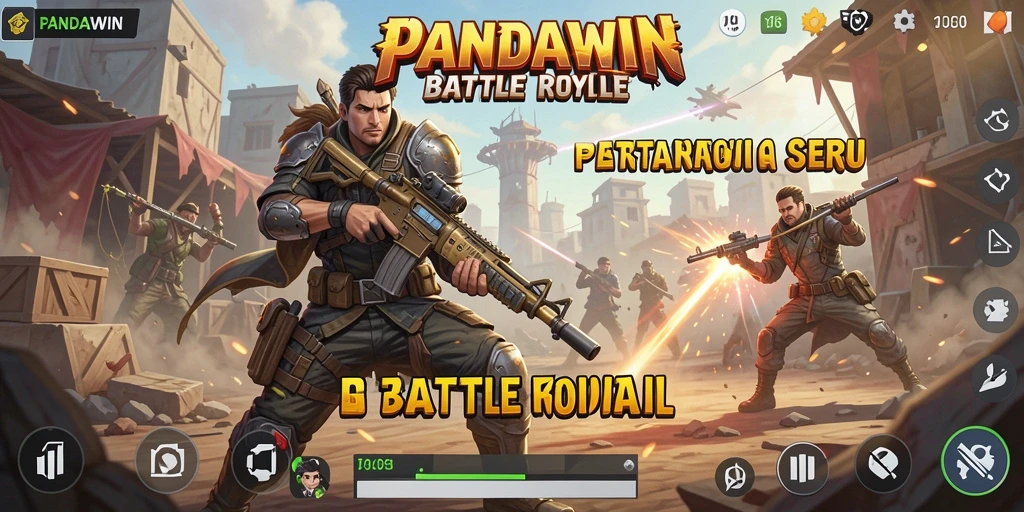 Tampilan permainan epic dalam PANDAWIN dengan aksi Battle Royale menegangkan.