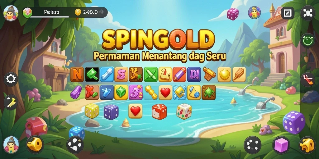 Tampilan gameplay SPINGOLD yang menantang dan penuh warna.