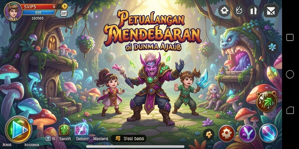 Screenshot utama menampilkan aksi seru dalam petualangan SVIP5.