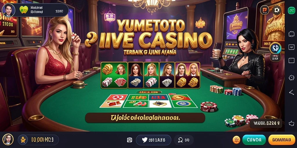 Screenshot gameplay YUMETOTO yang menampilkan dealer langsung di Live Casino.